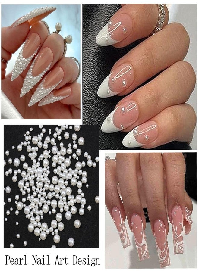 VOTACOS White Pink Flatback Nail Art Pearls Bow Nail Charms with Nail Rhinestones Glue Gel Gold Silver Butterfly Nails Supplies Pearls Rhinestones Gems for Women Acrylic Nails Decoratons - Image 3